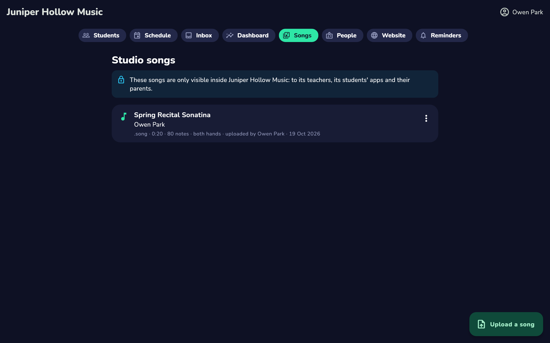 Studio songs