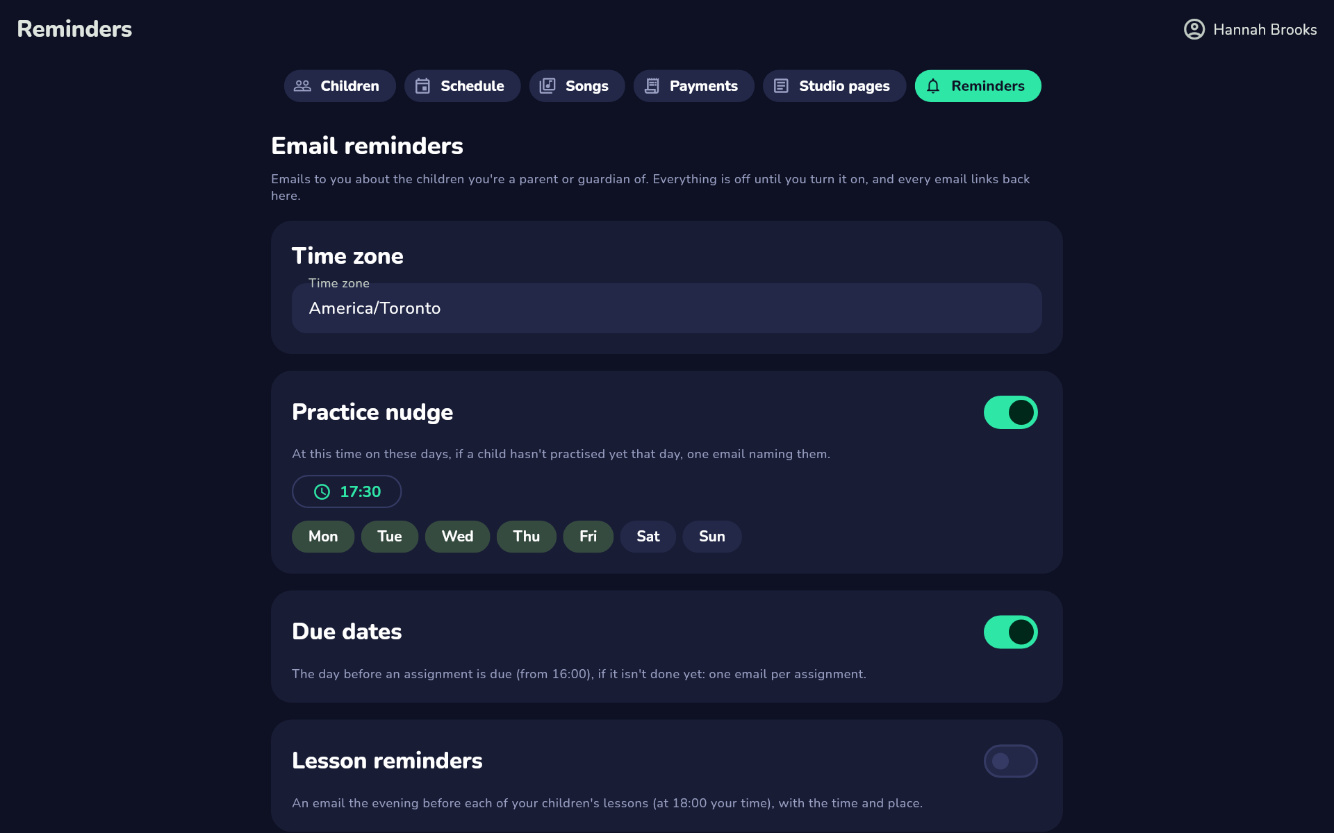 Email reminders