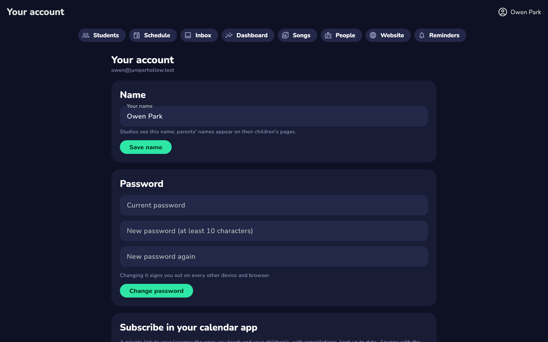 Your account